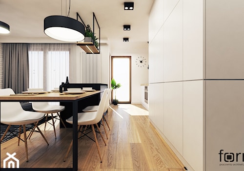 WILLA SŁOWICZA - Średnia biała jadalnia w salonie w kuchni, styl nowoczesny - zdjęcie od FORMA - Pracownia Architektury Wnętrz