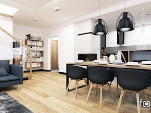 DOM NIEPOŁOMICE - Średni beżowy biały salon z kuchnią z jadalnią, styl nowoczesny - zdjęcie od FORMA - Pracownia Architektury Wnętrz