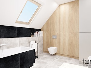 ŁAZIENKA WIELICZKA - Średnia na poddaszu łazienka z oknem, styl industrialny - zdjęcie od FORMA - Pracownia Architektury Wnętrz