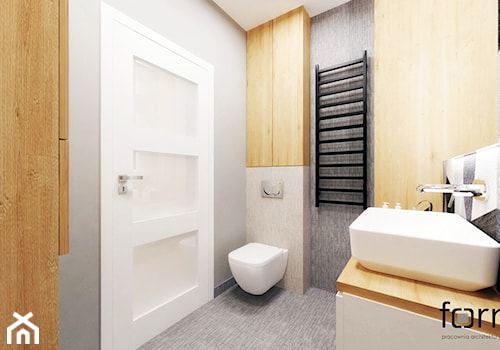 ŁAZIENKA KOBIERZYŃSKA - Mała bez okna z lustrem z marmurową podłogą łazienka, styl nowoczesny - zdjęcie od FORMA - Pracownia Architektury Wnętrz