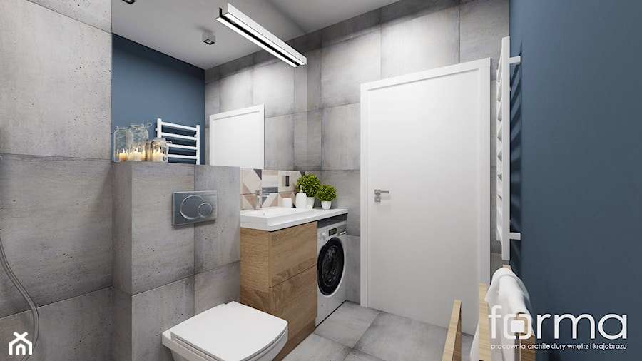 ŁAZIENKA RUCZAJ - Średnia bez okna z pralką / suszarką łazienka, styl nowoczesny - zdjęcie od FORMA - Pracownia Architektury Wnętrz