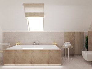SALON KĄPIELOWY - Duża na poddaszu łazienka z oknem, styl nowoczesny - zdjęcie od FORMA - Pracownia Architektury Wnętrz