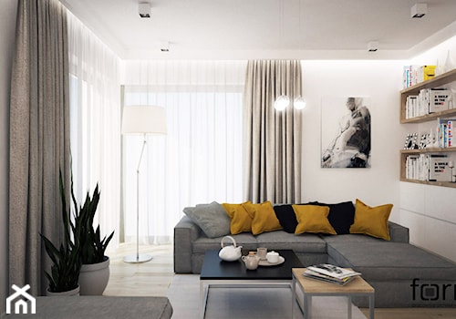 Średni biały salon, styl nowoczesny - zdjęcie od FORMA - Pracownia Architektury Wnętrz
