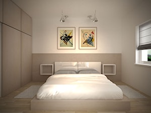 Ciepły minimalizm - Średnia beżowa sypialnia, styl nowoczesny - zdjęcie od FORMA - Pracownia Architektury Wnętrz