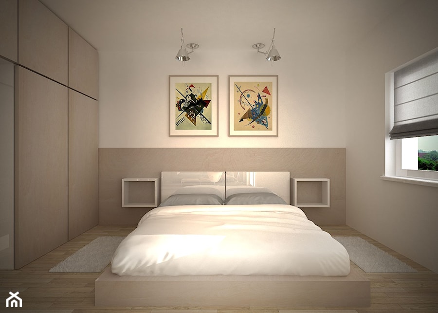 Ciepły minimalizm - Średnia beżowa sypialnia, styl nowoczesny - zdjęcie od FORMA - Pracownia Architektury Wnętrz