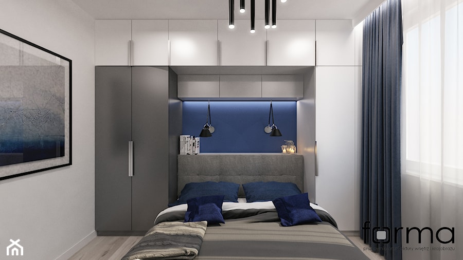 SYPIALNIA - Średnia biała sypialnia - zdjęcie od FORMA - Pracownia Architektury Wnętrz