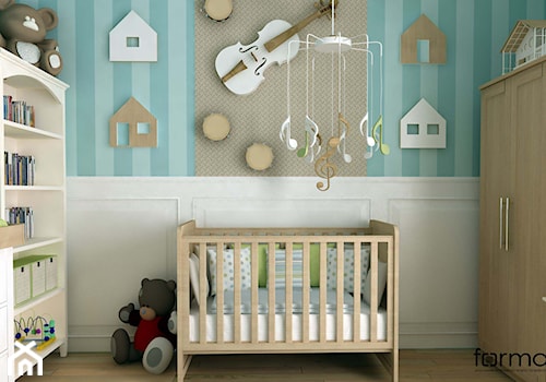 POKÓJ DZIECIĘCY - Średni biały niebieski pokój dziecka dla niemowlaka dla chłopca dla dziewczynki, ... - zdjęcie od FORMA - Pracownia Architektury Wnętrz