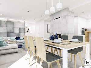 DOM ZELKÓW - Duży biały szary salon z kuchnią z jadalnią, styl nowoczesny - zdjęcie od FORMA - Pracownia Architektury Wnętrz