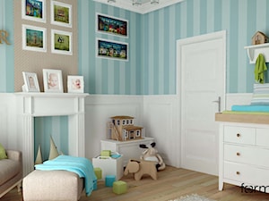 POKÓJ DZIECIĘCY - Średni biały turkusowy pokój dziecka dla dziecka dla chłopca, styl tradycyjny - zdjęcie od FORMA - Pracownia Architektury Wnętrz