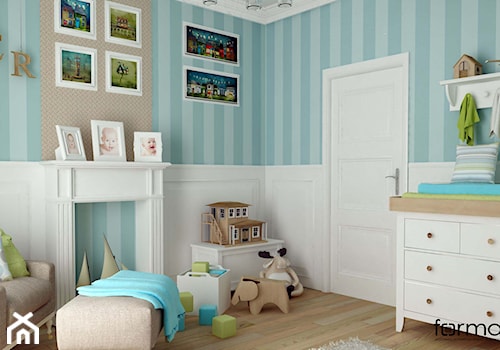 POKÓJ DZIECIĘCY - Średni biały turkusowy pokój dziecka dla dziecka dla chłopca, styl tradycyjny - zdjęcie od FORMA - Pracownia Architektury Wnętrz