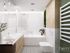 ŁAZIENKA DĄBSKA - Średnia bez okna z dwoma umywalkami z punktowym oświetleniem łazienka, styl skandynawski - zdjęcie od FORMA - Pracownia Architektury Wnętrz