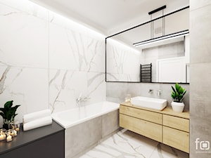 ŁAZIENKA BUSZKA - Średnia bez okna z lustrem z marmurową podłogą łazienka, styl nowoczesny - zdjęcie od FORMA - Pracownia Architektury Wnętrz
