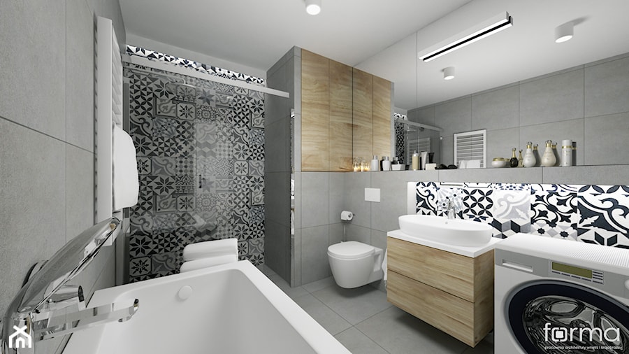 ŁAZIENKA - Średnia łazienka, styl nowoczesny - zdjęcie od FORMA - Pracownia Architektury Wnętrz
