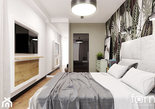 SYPIALNIA MASARSKA - Średnia beżowa biała sypialnia, styl nowoczesny - zdjęcie od FORMA - Pracownia Architektury Wnętrz