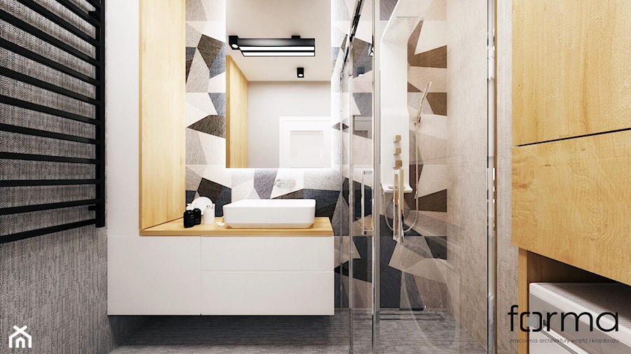 ŁAZIENKA KOBIERZYŃSKA - Mała na poddaszu bez okna łazienka, styl nowoczesny - zdjęcie od FORMA - Pracownia Architektury Wnętrz