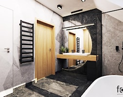 ŁAZIENKA 1 RUCZAJ - Duża czarna szara łazienka w domu jednorodzinnym z oknem, styl industrialny - zdjęcie od FORMA - Pracownia Architektury Wnętrz - Homebook
