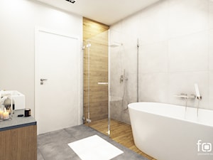 ŁAZIENKA KOWALSKA - Średnia na poddaszu bez okna z punktowym oświetleniem łazienka, styl nowoczesny - zdjęcie od FORMA - Pracownia Architektury Wnętrz