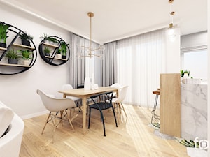 MIESZKANIE PARK LOTNIKÓW - Średni biały szary salon z kuchnią z jadalnią, styl nowoczesny - zdjęcie od FORMA - Pracownia Architektury Wnętrz