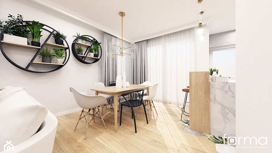 MIESZKANIE PARK LOTNIKÓW - Średni biały szary salon z kuchnią z jadalnią, styl nowoczesny - zdjęcie od FORMA - Pracownia Architektury Wnętrz