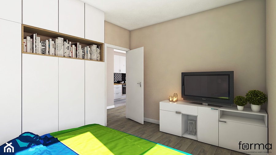SYPIALNIA 2 - Średnia beżowa sypialnia, styl nowoczesny - zdjęcie od FORMA - Pracownia Architektury Wnętrz