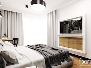 SYPIALNIA MASARSKA - Średnia biała z biurkiem sypialnia, styl nowoczesny - zdjęcie od FORMA - Pracownia Architektury Wnętrz