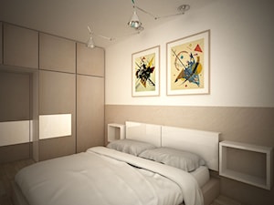Ciepły minimalizm - Średnia beżowa biała sypialnia, styl minimalistyczny - zdjęcie od FORMA - Pracownia Architektury Wnętrz
