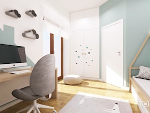 POKÓJ DZIECIĘCY - Duży biały szary pokój dziecka dla nastolatka dla dziewczynki, styl nowoczesny - zdjęcie od FORMA - Pracownia Architektury Wnętrz