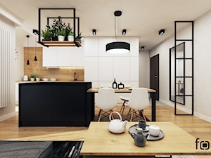 WILLA SŁOWICZA - Średni szary salon z kuchnią z jadalnią, styl industrialny - zdjęcie od FORMA - Pracownia Architektury Wnętrz
