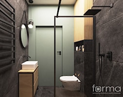 ŁAZIENKA 2 RUCZAJ - Mała czarna brązowa szara zielona łazienka w bloku w domu jednorodzinnym bez ok ... - zdjęcie od FORMA - Pracownia Architektury Wnętrz - Homebook