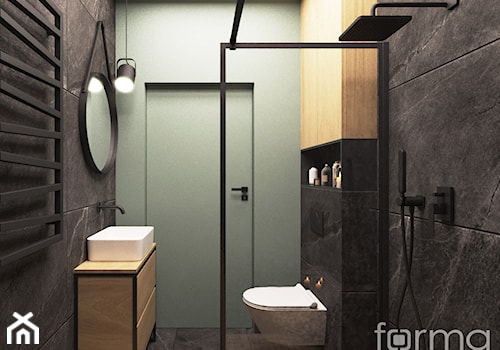 ŁAZIENKA 2 RUCZAJ - Mała bez okna z punktowym oświetleniem łazienka, styl industrialny - zdjęcie od FORMA - Pracownia Architektury Wnętrz