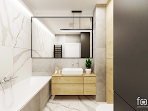 ŁAZIENKA BUSZKA - Mała bez okna z lustrem z marmurową podłogą łazienka, styl nowoczesny - zdjęcie od FORMA - Pracownia Architektury Wnętrz