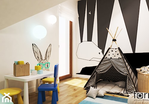 POKÓJ TYMKA - Średni beżowy czarny pokój dziecka dla dziecka dla chłopca, styl nowoczesny - zdjęcie od FORMA - Pracownia Architektury Wnętrz