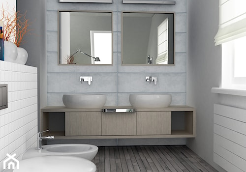 Z dwoma umywalkami łazienka z oknem, styl skandynawski - zdjęcie od FORMA - Pracownia Architektury Wnętrz