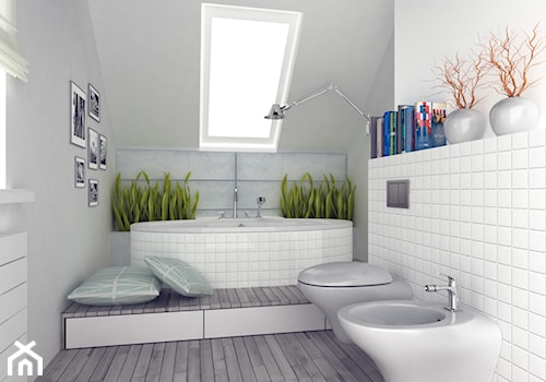 Średnia na poddaszu łazienka, styl skandynawski - zdjęcie od FORMA - Pracownia Architektury Wnętrz