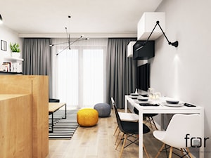 MIESZKANIE BANACHA - Średni biały salon z jadalnią, styl nowoczesny - zdjęcie od FORMA - Pracownia Architektury Wnętrz
