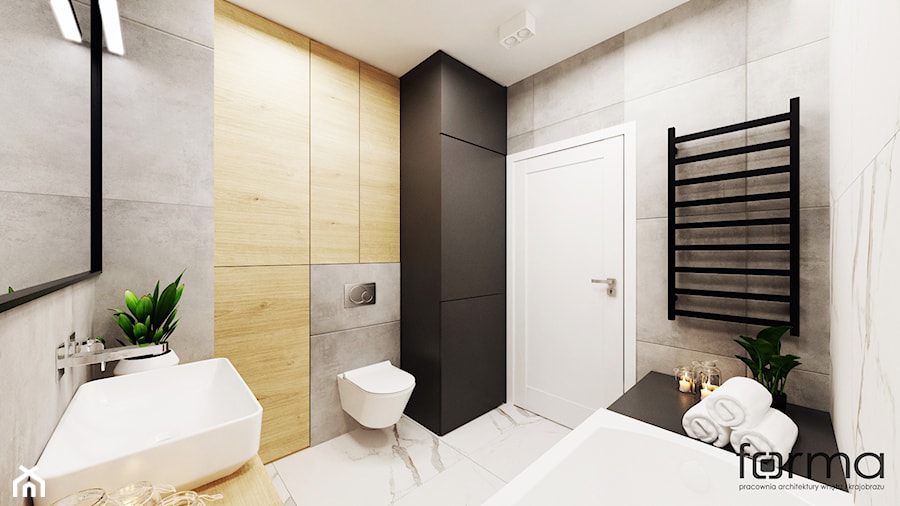 ŁAZIENKA BUSZKA - Średnia bez okna z punktowym oświetleniem łazienka, styl nowoczesny - zdjęcie od FORMA - Pracownia Architektury Wnętrz