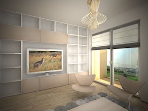Ciepły minimalizm - Mały biały salon z jadalnią, styl minimalistyczny - zdjęcie od FORMA - Pracownia Architektury Wnętrz