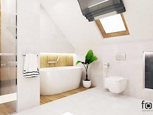 ŁAZIENKA BOLECHOWICE II - Duża na poddaszu łazienka z oknem, styl nowoczesny - zdjęcie od FORMA - Pracownia Architektury Wnętrz