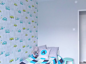 metamorfoza dwóch połączonych mieszkań - Średni szary pokój dziecka dla dziecka dla chłopca dla dziewczynki, styl skandynawski - zdjęcie od mar.sza