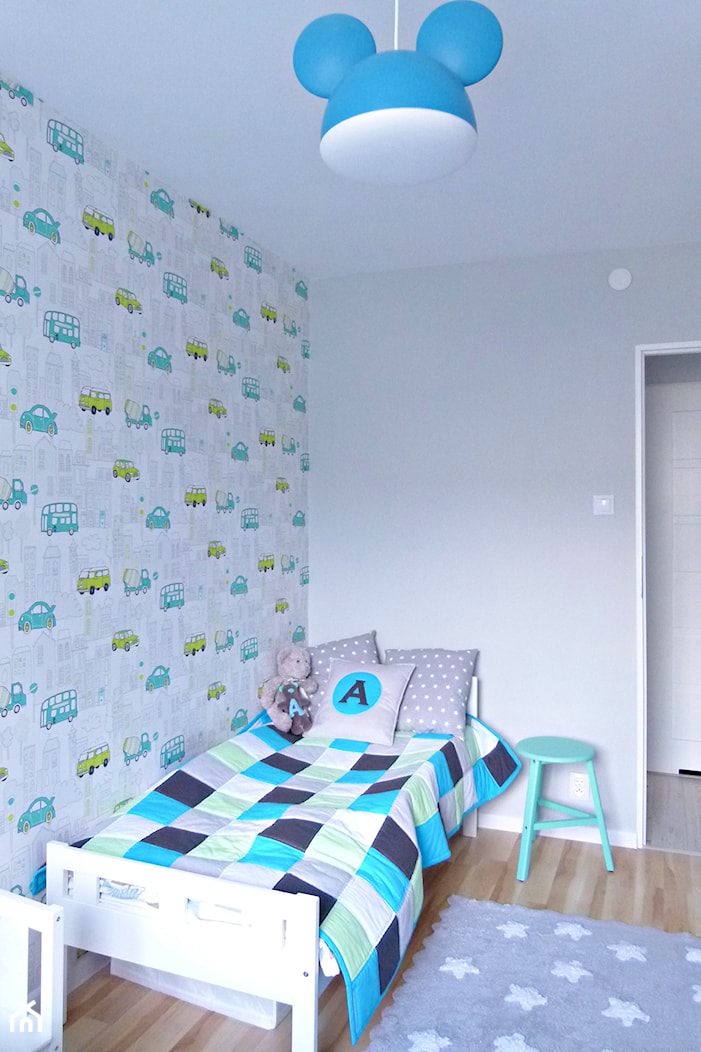 metamorfoza dwóch połączonych mieszkań - Średni szary pokój dziecka dla dziecka dla chłopca dla dziewczynki, styl skandynawski - zdjęcie od mar.sza - Homebook
