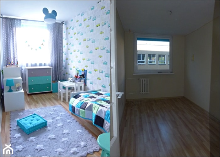 metamorfoza dwóch połączonych mieszkań - Mały szary pokój dziecka dla dziecka dla chłopca dla dziewczynki, styl skandynawski - zdjęcie od mar.sza - Homebook
