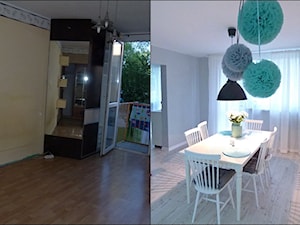 metamorfoza dwóch połączonych mieszkań - Średnia szara jadalnia jako osobne pomieszczenie, styl skandynawski - zdjęcie od mar.sza