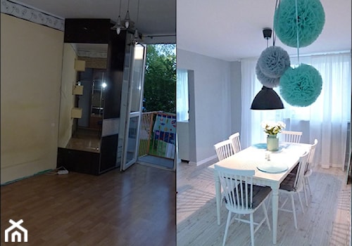 metamorfoza dwóch połączonych mieszkań - Średnia szara jadalnia jako osobne pomieszczenie, styl skandynawski - zdjęcie od mar.sza