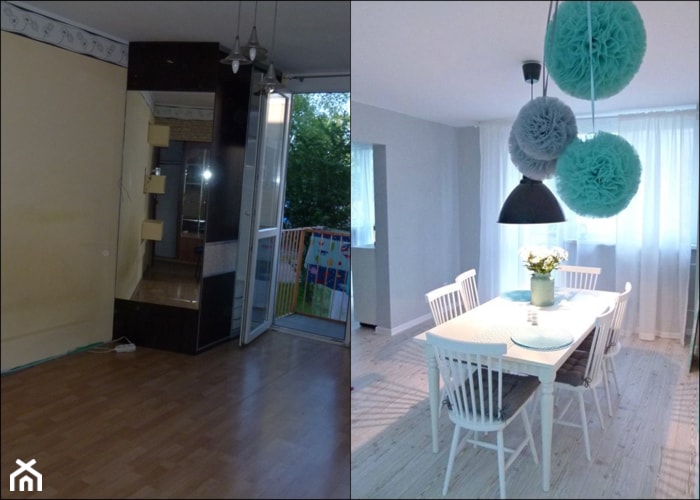 metamorfoza dwóch połączonych mieszkań - Średnia szara jadalnia jako osobne pomieszczenie, styl skandynawski - zdjęcie od mar.sza - Homebook