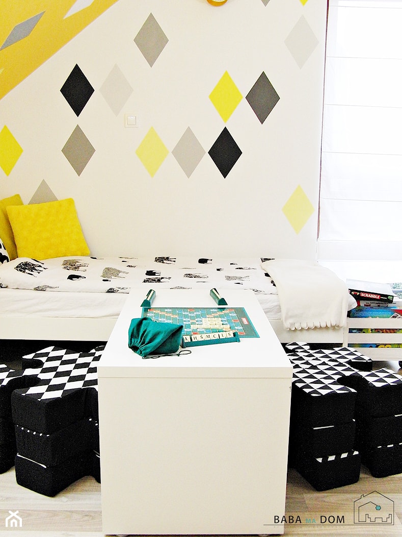 Metamorfoza pokoju Soni - Biały czarny szary żółty pokój dziecka dla nastolatka dla chłopca dla dziewczynki, styl nowoczesny - zdjęcie od Baba Ma Dom - Homebook