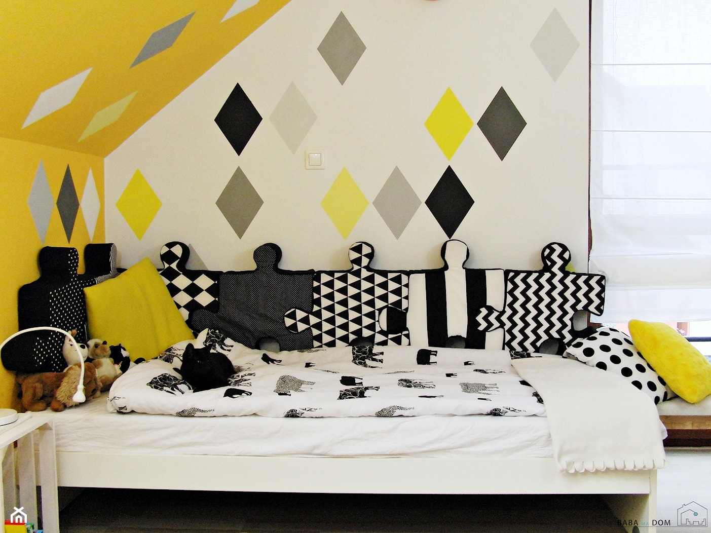 Metamorfoza pokoju Soni - Średni biały czarny szary żółty pokój dziecka dla dziecka dla chłopca dla dziewczynki, styl nowoczesny - zdjęcie od Baba Ma Dom - Homebook