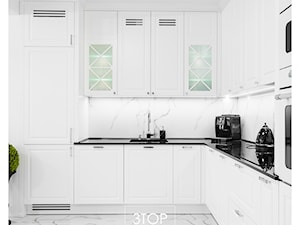 Kuchnia w przewadze bieli, z dodatkami w kontrastowej czerni od 3TOP - Salon, styl skandynawski - zdjęcie od 3TOP KUCHNIE