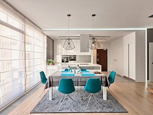 Meble na wymiar do kuchni w apartamencie - Duża biała jadalnia w kuchni, styl nowoczesny - zdjęcie od 3TOP KUCHNIE