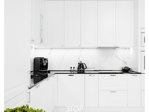 Kuchnia w przewadze bieli, z dodatkami w kontrastowej czerni od 3TOP - Salon, styl skandynawski - zdjęcie od 3TOP KUCHNIE