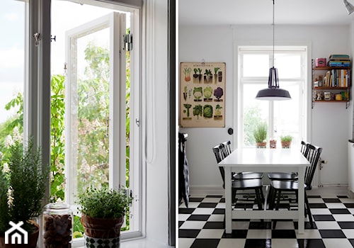 Skandynawski dom - Średnia szara jadalnia w kuchni, styl skandynawski - zdjęcie od Casa Bianca